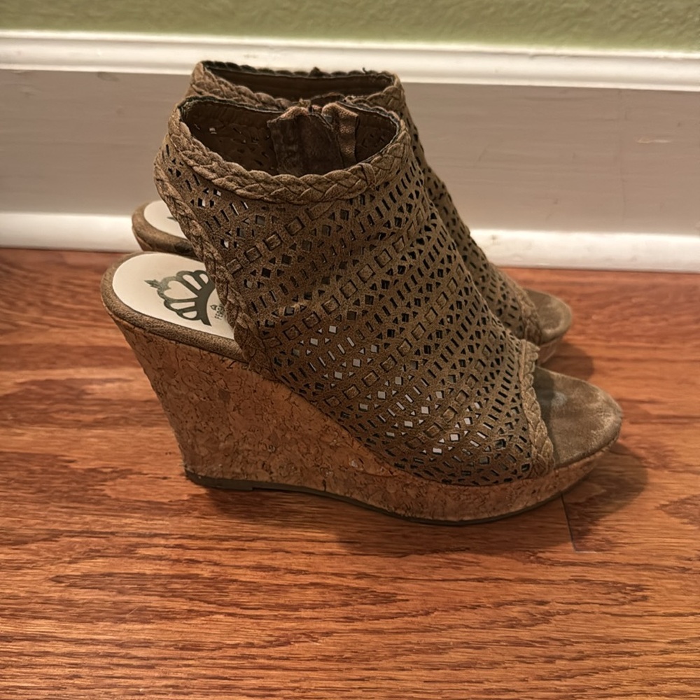 Women's Brown Peep-Toe Wedge Sandals
